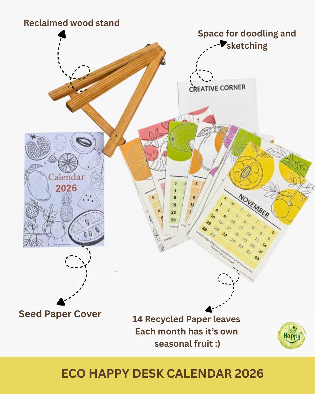 Desk Calendar 2026, Calendars, made in Pune by Eco Happy