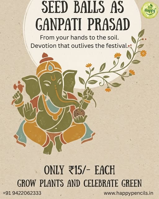 Eco Happy seed balls made as Ganpati visarjan prasad, displayed for a Pune pop-up stall
